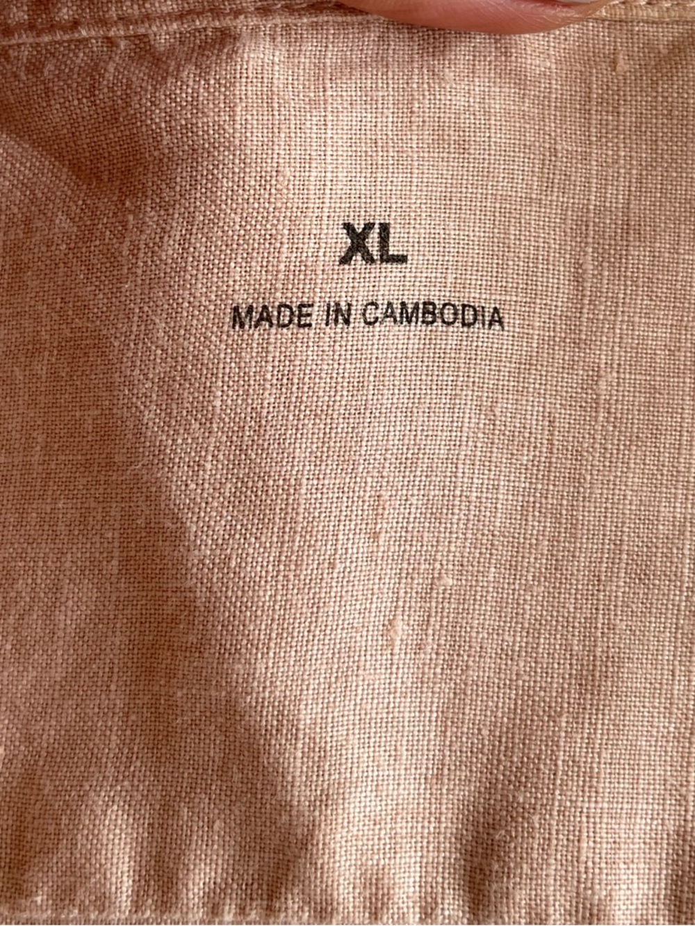 MUJI 100% Hemp Band Collar Tunic Peach Pink 7-Sleeve Shirt XL Coastal Grandma - Picture 6 of 14